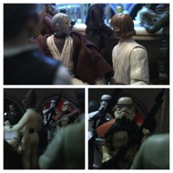 The young farmer looks to Ben, wondering how they will not get caught. The pair of troopers make their way through the cantina, towards their booth. #starwars #anhwt #toyshelf